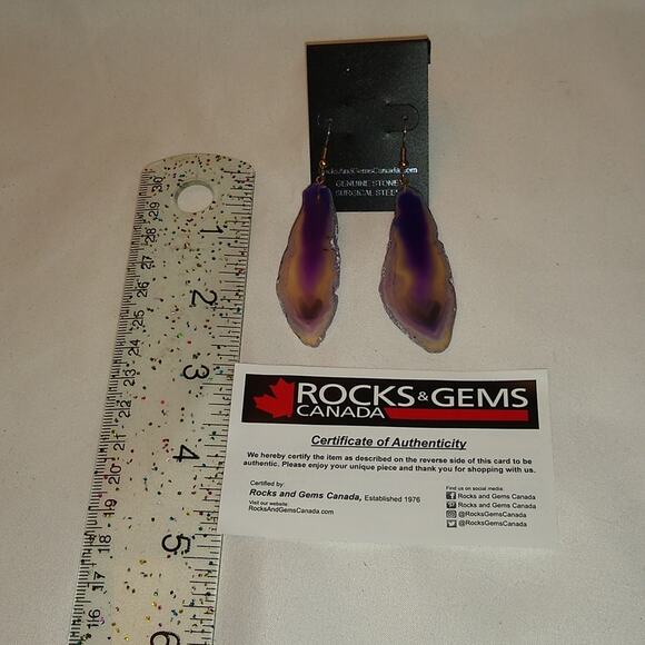 Vintage Rocks and gem from Canada pierced earrings - Picture 5 of 5